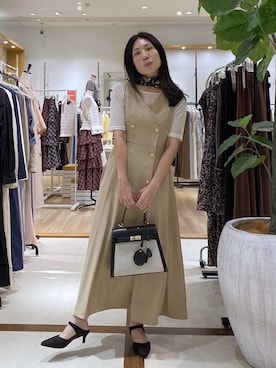 「Andemiu（アンデミュウ）のポインテッドベルトパンプス/1043160（パンプス、ブラック系）」を使った、いっちーさん（レディース・162cm）の夏コーディネート