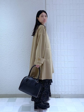 「アイテム（ノーカラーコート）」を使った、いっちーさん（レディース・162cm・40代）の秋コーディネート