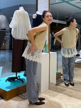 「アイテム（ニット/セーター）」を使った、いっちーさん（レディース・162cm・40代）の夏コーディネート