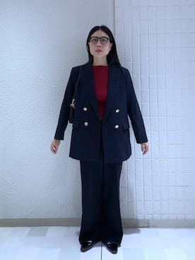 「A part by（アパートバイ）のＷライクテーラードスリットジャケット（テーラードジャケット）」を使った、いっちーさん（レディース・162cm）の秋コーディネート