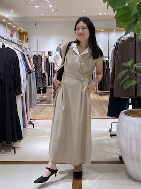 「Andemiu（アンデミュウ）のポインテッドベルトパンプス/1043160（パンプス、ブラック系）」を使った、いっちーさん（レディース・162cm）の夏コーディネート