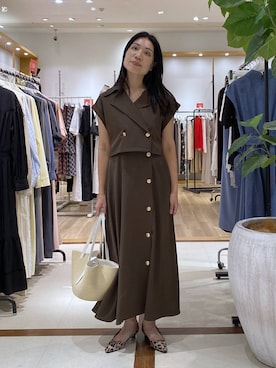 「Andemiu（アンデミュウ）のジャケット･ワンピースセット/トレンチ風ワンピース/1043569（ワンピース、ブラウン系）」を使った、いっちーさん（レディース・162cm）の夏コーディネート