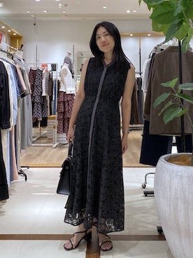 「Andemiu（アンデミュウ）のレースシャツワンピース1032178（ワンピース、ブラック系）」を使った、いっちーさん（レディース・162cm）の夏コーディネート