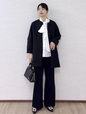 「アイテム（ノーカラーコート）」を使った、sachikoさん（レディース・174cm・30代）の冬コーディネート