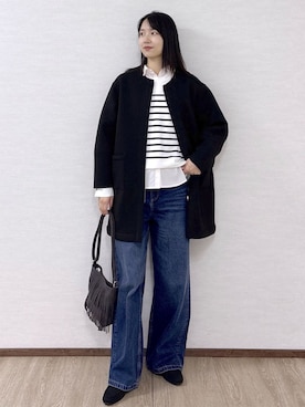 「アイテム（ノーカラーコート）」を使った、sachikoさん（レディース・174cm・30代）の冬コーディネート