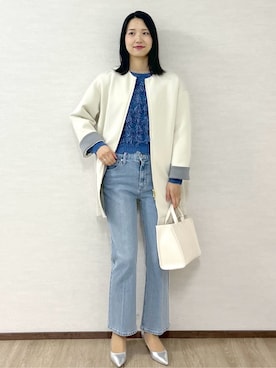 「アイテム（ノーカラーコート）」を使った、sachikoさん（レディース・174cm・30代）の冬コーディネート
