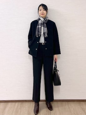 「アイテム（ノーカラーコート）」を使った、sachikoさん（レディース・174cm・30代）の秋コーディネート