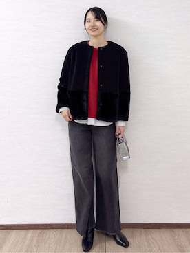 「アイテム（ノーカラーコート）」を使った、sachikoさん（レディース・174cm・30代）の冬コーディネート
