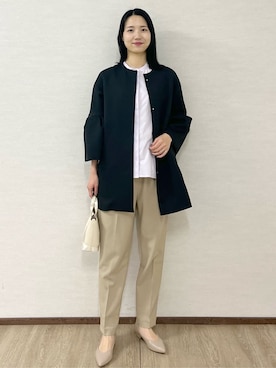 「アイテム（ノーカラーコート）」を使った、sachikoさん（レディース・174cm・30代）の冬コーディネート