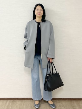 「アイテム（ノーカラーコート）」を使った、sachikoさん（レディース・174cm・30代）の冬コーディネート