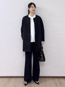 「アイテム（ノーカラーコート）」を使った、sachikoさん（レディース・174cm・30代）の冬コーディネート