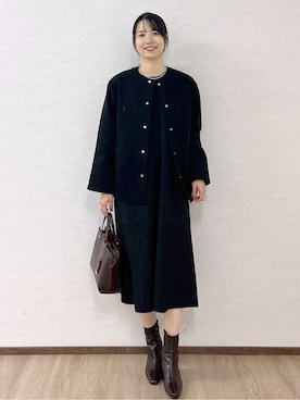 「アイテム（ノーカラーコート）」を使った、sachikoさん（レディース・174cm・30代）の秋コーディネート
