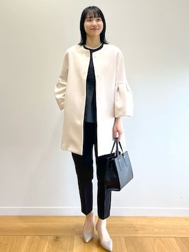 「アイテム（ノーカラーコート）」を使った、sachikoさん（レディース・174cm・30代）の冬コーディネート