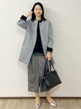 「アイテム（ノーカラーコート）」を使った、sachikoさん（レディース・174cm・30代）の冬コーディネート