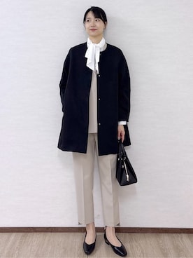 「アイテム（ノーカラーコート）」を使った、sachikoさん（レディース・174cm・30代）の冬コーディネート