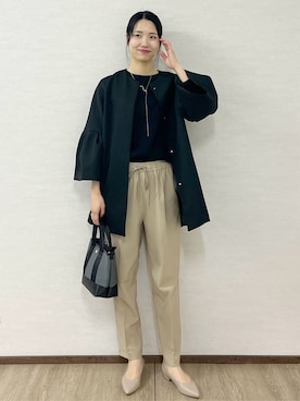 「アイテム（ノーカラーコート）」を使った、sachikoさん（レディース・174cm・30代）の冬コーディネート