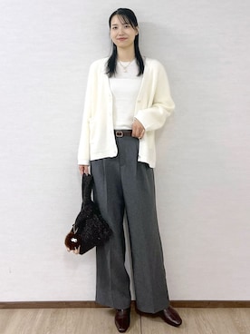 「アイテム（チャーム、ブラウン系）」を使った、sachikoさん（レディース・174cm）の秋コーディネート