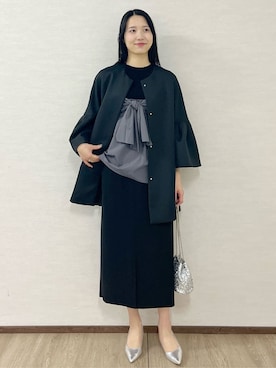 「アイテム（ノーカラーコート）」を使った、sachikoさん（レディース・174cm・30代）の冬コーディネート