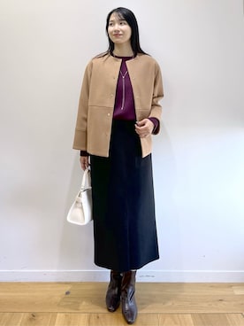 「アイテム（ノーカラーコート）」を使った、sachikoさん（レディース・174cm・30代）の秋コーディネート