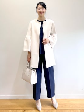 「アイテム（ノーカラーコート）」を使った、sachikoさん（レディース・174cm・30代）の秋コーディネート