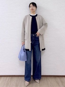 「アイテム（ノーカラーコート）」を使った、sachikoさん（レディース・174cm・30代）の冬コーディネート
