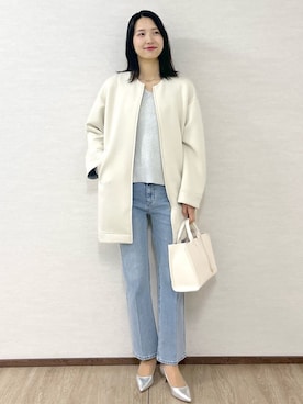 「アイテム（ノーカラーコート）」を使った、sachikoさん（レディース・174cm・30代）の冬コーディネート