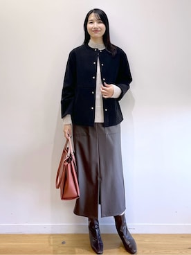 「アイテム（ノーカラーコート）」を使った、sachikoさん（レディース・174cm・30代）の秋コーディネート