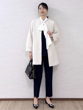 「アイテム（ノーカラーコート）」を使った、sachikoさん（レディース・174cm・30代）の冬コーディネート