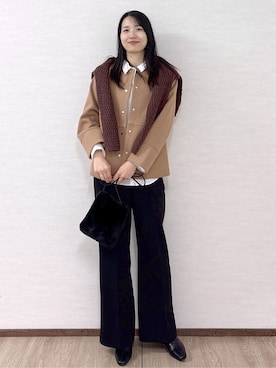 「アイテム（ノーカラーコート）」を使った、sachikoさん（レディース・174cm・30代）の冬コーディネート