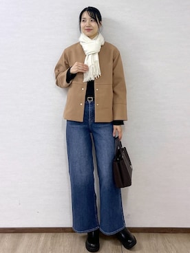 「アイテム（ノーカラーコート）」を使った、sachikoさん（レディース・174cm・30代）の秋コーディネート
