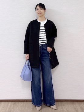 「アイテム（ノーカラーコート）」を使った、sachikoさん（レディース・174cm・30代）の冬コーディネート