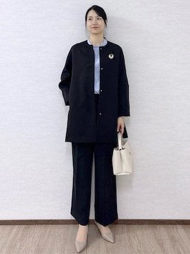 「アイテム（ノーカラーコート）」を使った、sachikoさん（レディース・174cm・30代）の冬コーディネート