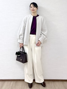 「アイテム（ノーカラーコート）」を使った、sachikoさん（レディース・174cm・30代）の冬コーディネート