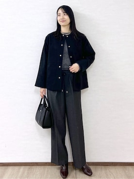 「アイテム（ノーカラーコート）」を使った、sachikoさん（レディース・174cm・30代）の秋コーディネート