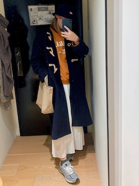「BEAMS BOY（ビームスボーイ）のアイテム（ダッフルコート）」を使った、misanさん（レディース・165cm）の冬コーディネート