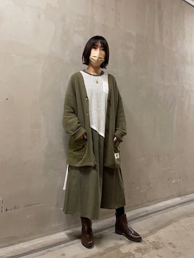 「オリーブ」｜「アイテム（ブーツ）」を使った、Hitomiさん（レディース・161cm）の春コーディネート