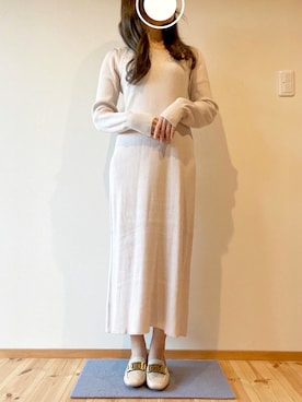 「GU（ジーユー）のアイテム（ワンピース/ドレス）」を使った、ぽてちさん（レディース・155cm）の冬コーディネート