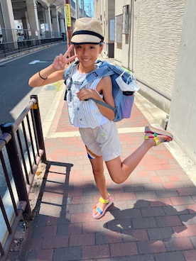 「アイテム（サンダル）」を使った、miperoさん（キッズ・140cm・10代）の夏コーディネート