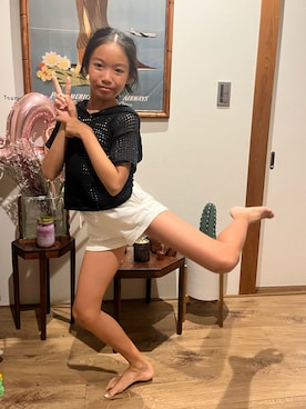 「アイテム（タンクトップ）」を使った、miperoさん（キッズ・140cm）の夏コーディネート