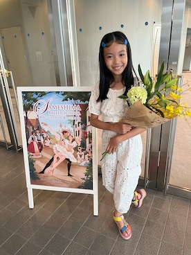 「アイテム（カーゴパンツ）」を使った、miperoさん（キッズ・140cm）の夏コーディネート