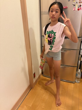 「ZARA KIDSのアイテム（パンツ）」を使った、miperoさん（キッズ・147cm）の夏コーディネート