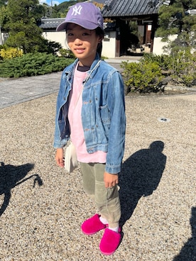 「47（フォーティセブン）の47 Yankees 47 CLEAN UP RGW17GW（キャップ）」を使った、miperoさん（キッズ・140cm）の秋コーディネート
