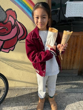 「アイテム（スウェットパンツ）」を使った、miperoさん（キッズ・140cm・10代）の冬コーディネート