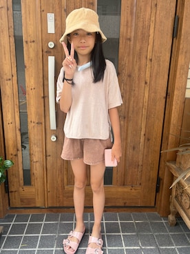 「ZARA KIDS（ ）のアイテム（サンダル）」を使った、miperoさん（キッズ・140cm・10代）の夏コーディネート