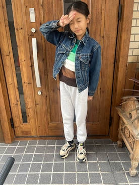 「アイテム（スウェットパンツ）」を使った、miperoさん（キッズ・140cm）の秋コーディネート