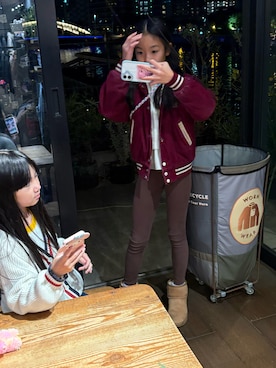 「アイテム（レギンス/スパッツ）」を使った、miperoさん（キッズ・140cm）の秋コーディネート