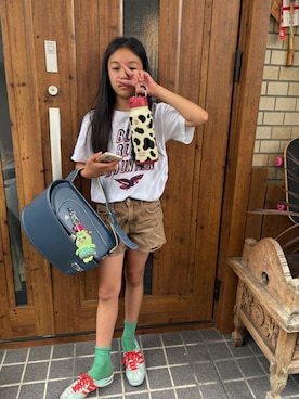 「adidas（アディダス）のアイテム（スニーカー、ブルー系）」を使った、miperoさん（キッズ・147cm）の夏コーディネート