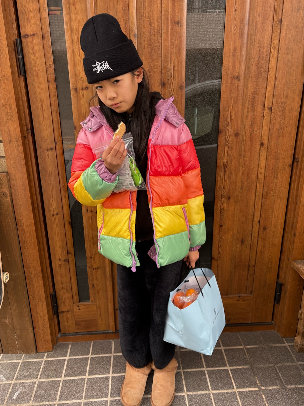 【美品 】キッズ ダウンジャケット Stella McCartney 90 お花 Stella McCartney Kids green down jacket with rose embroidery for