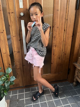 「アイテム（サンダル）」を使った、miperoさん（キッズ・140cm）の夏コーディネート