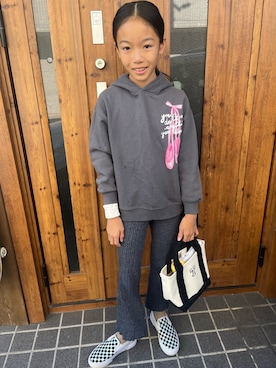 「アイテム（バッグ）」を使った、miperoさん（キッズ・140cm）の秋コーディネート